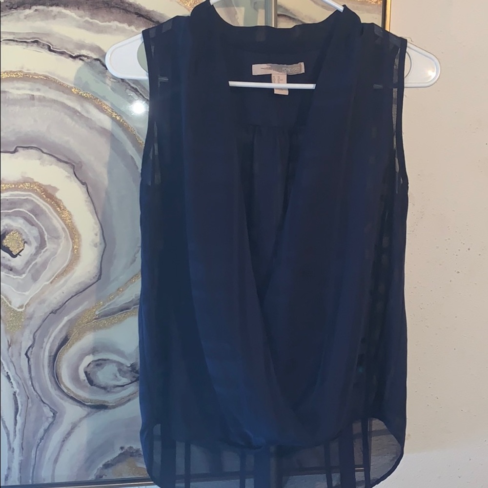 Navy Blue Mesh Top